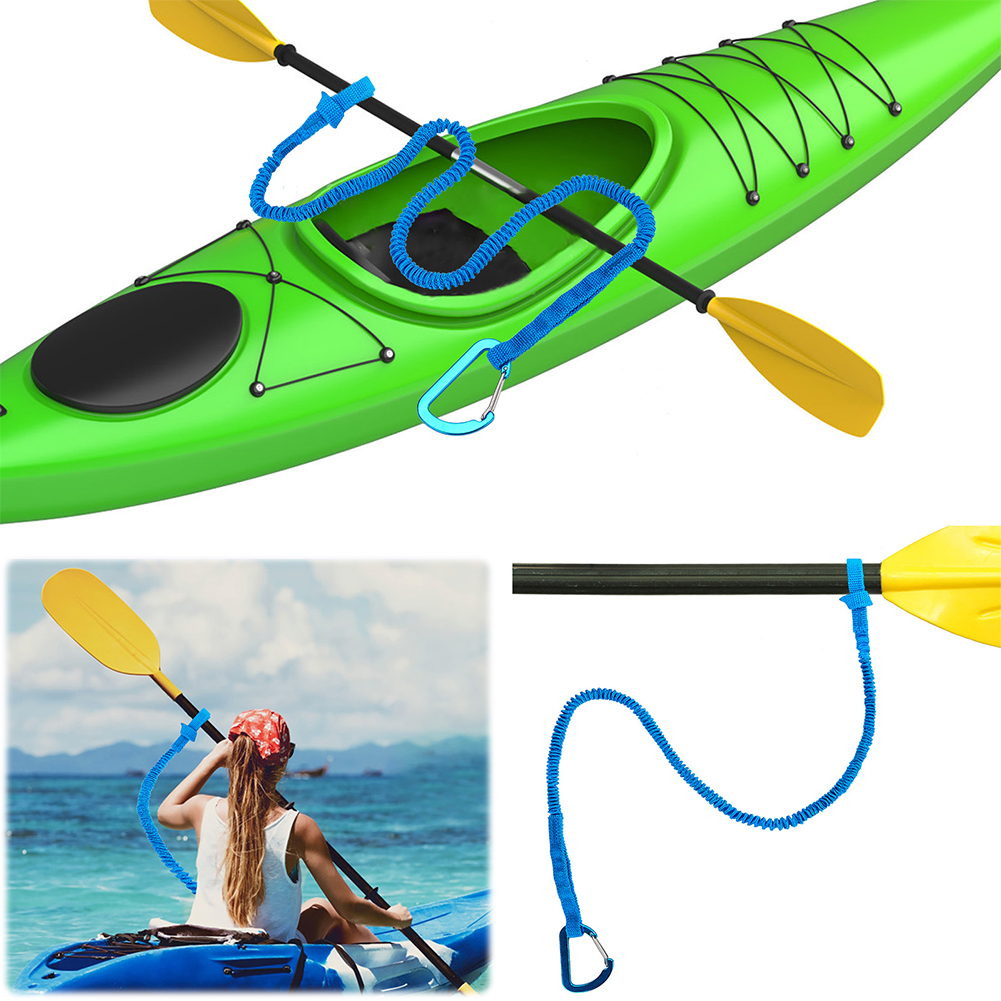 Fishing Kayak Paddle - 4~1PCS カヤックパドルリーシュ 調節可能な伸縮性ストラップ 紛失防止 伸縮性のあるコイル状ストラップ カヌー釣りボート用