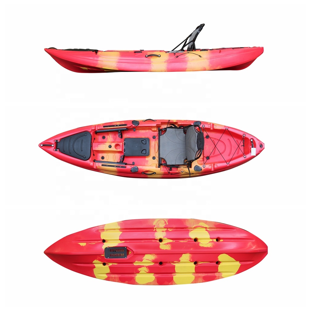 Fishing Kayak Sit On Top - 10フィート一人座ってトップフィッシングフットペダルカヤックカタマランプラスチックカヤック販売用ラダーシステム付き