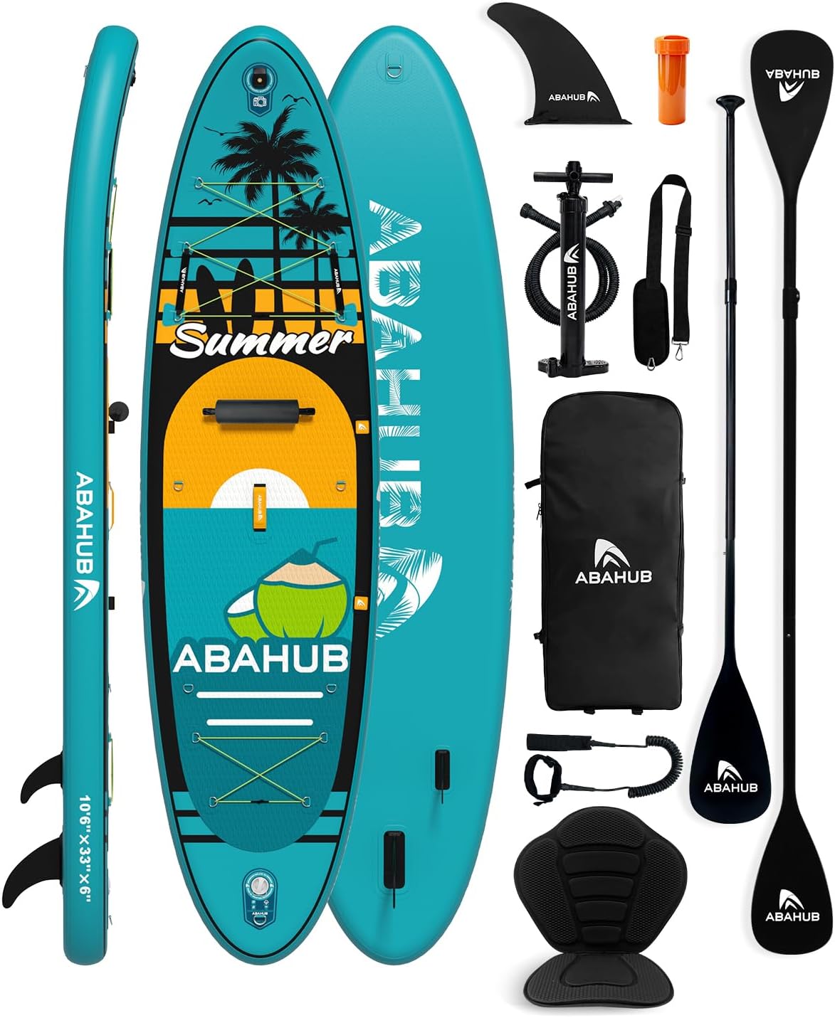 Fishing Kayak Paddle - 幅広10.6フィート×31/34インチのインフレータブルスタンドアップパドルボード、調節可能なパドル付き、ヨガ、カヤック、サーフィン、カヌー、釣りなど多目的に使えるiSUP