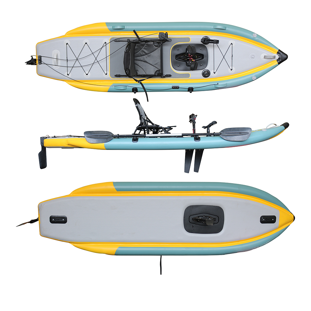 Fishing Kayak Sit On Top - ペダル式折りたたみ式インフレータブルPVCシットオントップフィッシングカヤック3.6m川釣り・海釣り用1人乗りエコフレンドリー