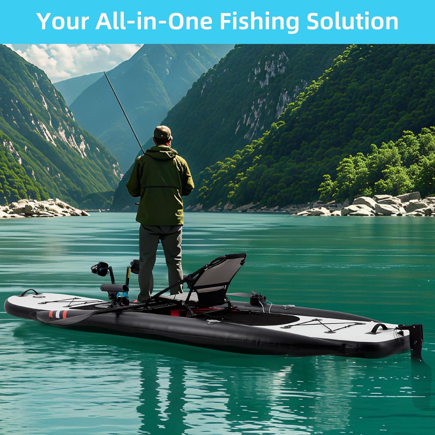 12フィート プレミアムPVCインフレータブルフィッシングカ - Fishing Kayak Inflatable のレビューと価格
