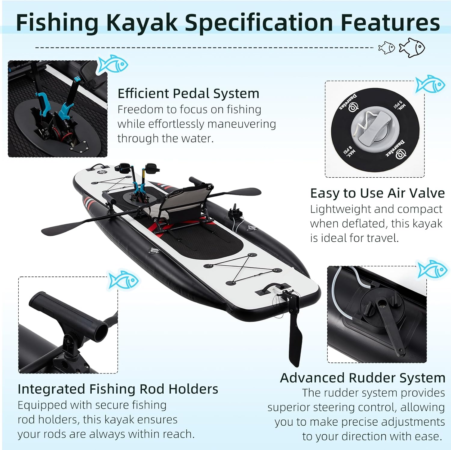 12フィート プレミアムPVCインフレータブルフィッシングカ - Fishing Kayak Inflatable のレビューと価格