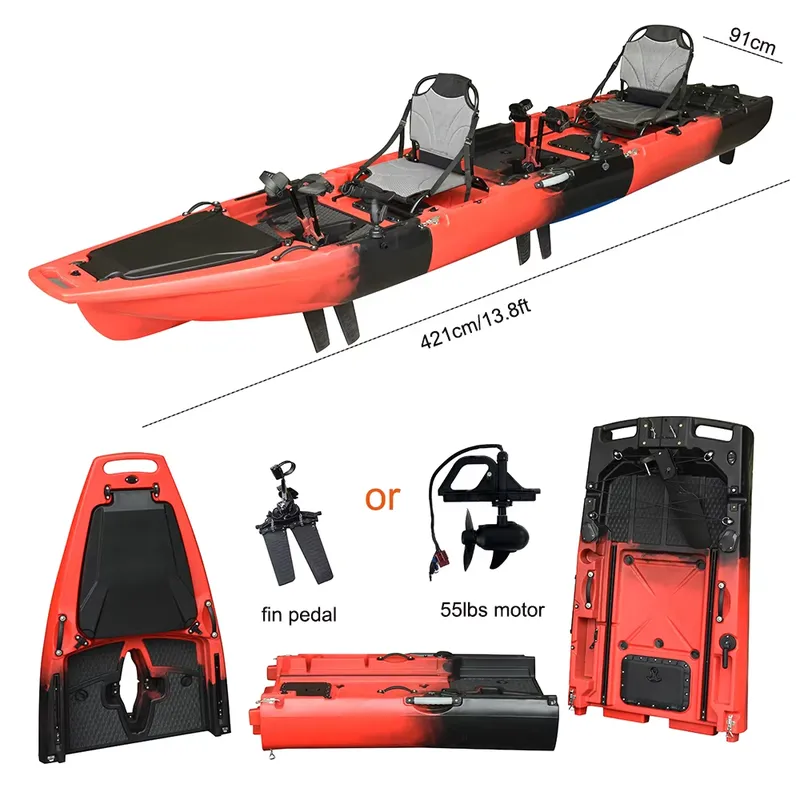 卸売14フィートHDPE3セクションタンデムペダル駆動カヤッ - Fishing Kayak Pedal Drive のレビューと価格