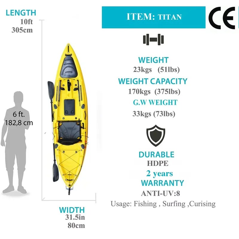 10フィートシングルシートシットオンフィッシングパドルカヤッ - Fishing Kayak Paddle のレビューと価格